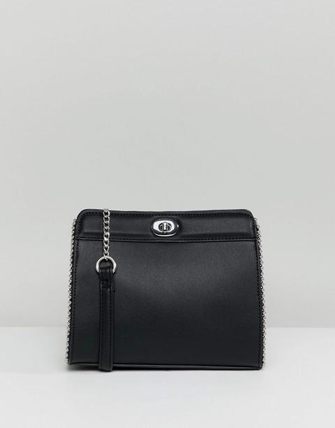 Stradivarius - Borsa A Tracolla Con Borchie E Catena - Nero