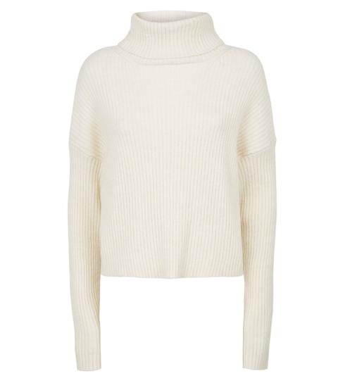 Off White Ribbed Knit Roll Neck Jumper New Look