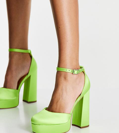 Zapatos Color Lima De Tacón Alto Con Plataforma Priority De Asos Design Wide Fit-verde