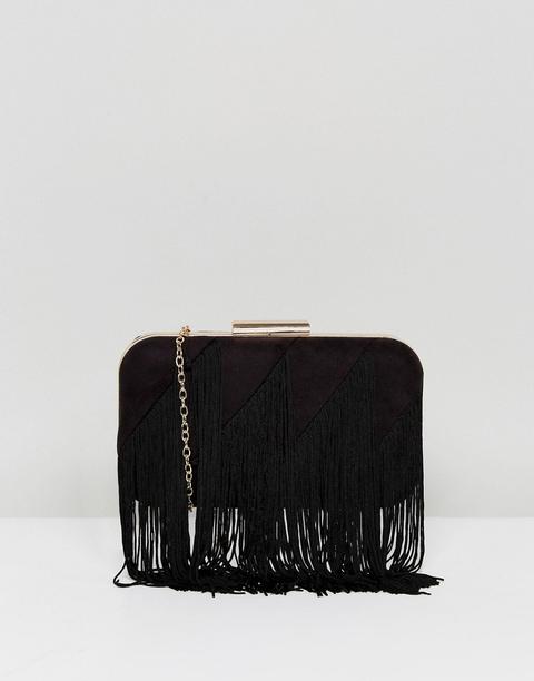 Lavand - Pochette Strutturata Con Frange - Nero