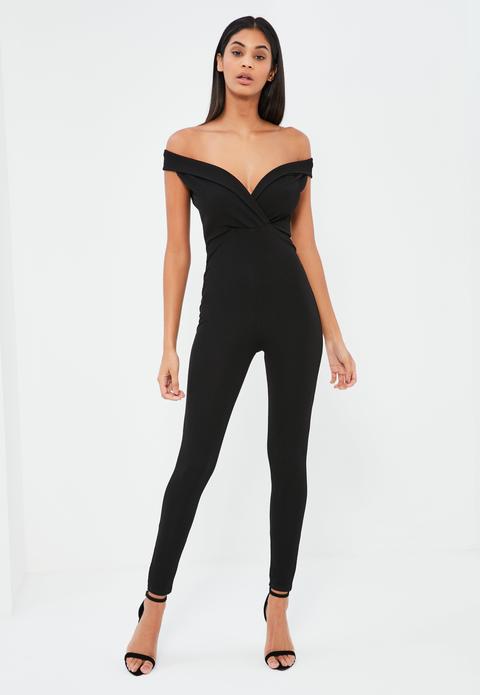 Black Wrap Bardot Jumpsuit