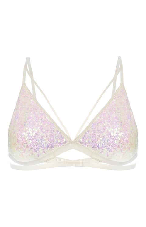 Bralette Bianca Con Paillettes