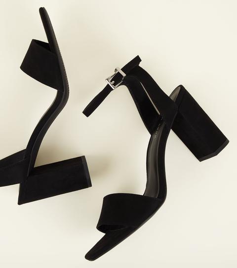 Black Suedette Block Heel Sandals New Look