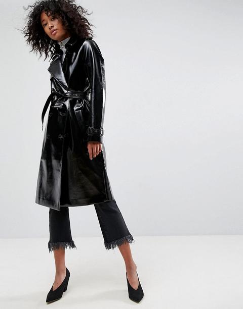 Asos Trench Coat In Vinyl