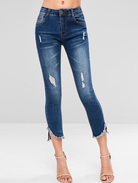 Jeans Aderenti Sfrangiati Jeans Blue