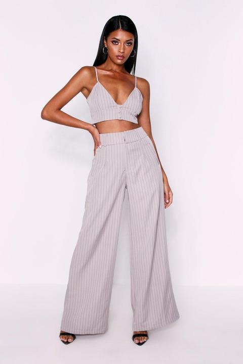 High Waisted Pinstripe Trousers