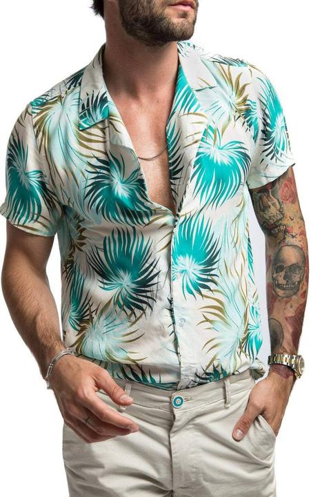 Palm Shirt In Gold Prints