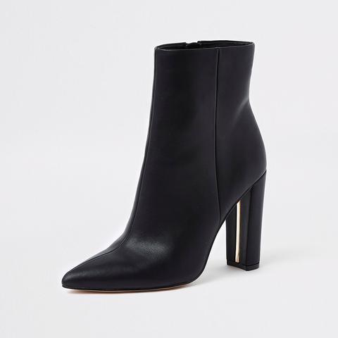 Black Pointed Toe Block Heel Boots from 