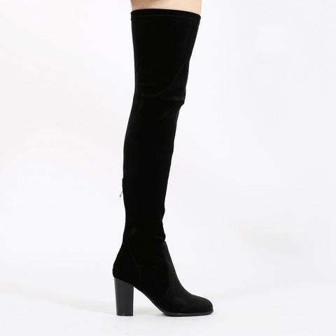 Kalena Over The Knee Boots In Black Velvet