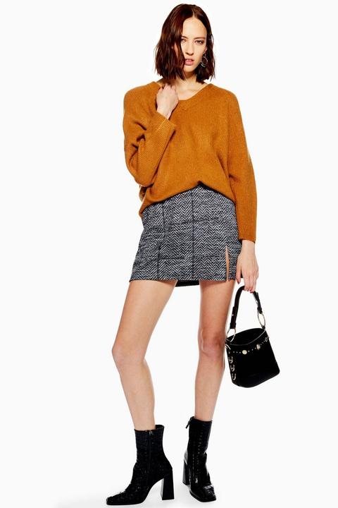 Herringbone Mini Skirt