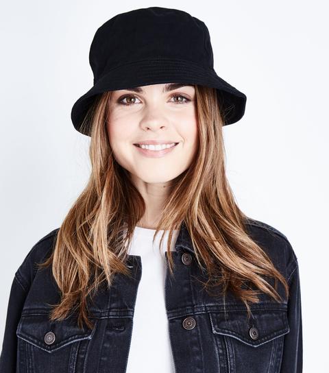 Black Plain Bucket Hat New Look