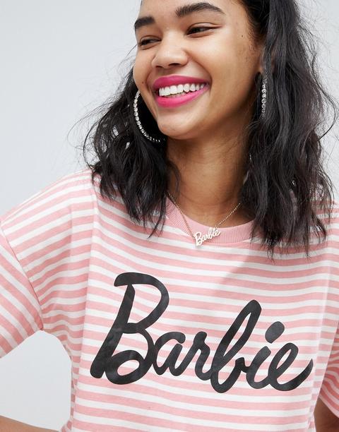 Camiseta Corta A Rayas Barbie De Missguided