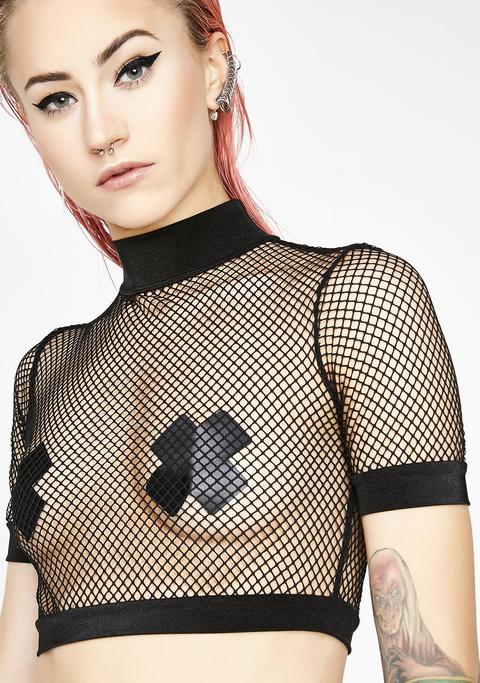 Heavy Bass Drop Fishnet Crop Top