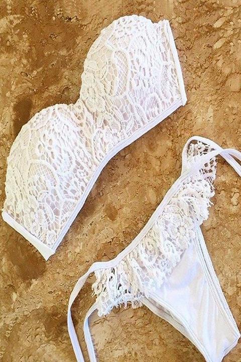 Crochet Fiore Bianco Bikini Set