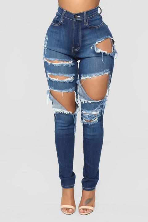 In The Thick Of It Distressed Jeans - Darkdenim