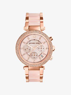 Reloj Parker De Acetato Rosáceo En Tono Dorado Rosa