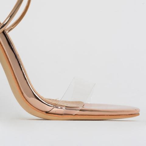 clear lace up diamante heels