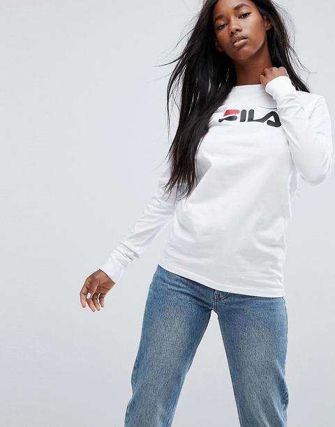 Fila - Maglia Oversize Stile Boyfriend A Maniche Lunghe - Bianco