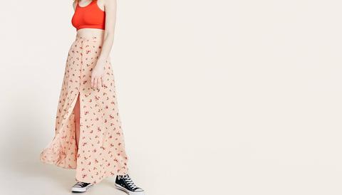 Pink Floral Ditsy Print Sabrina Maxi Skirt