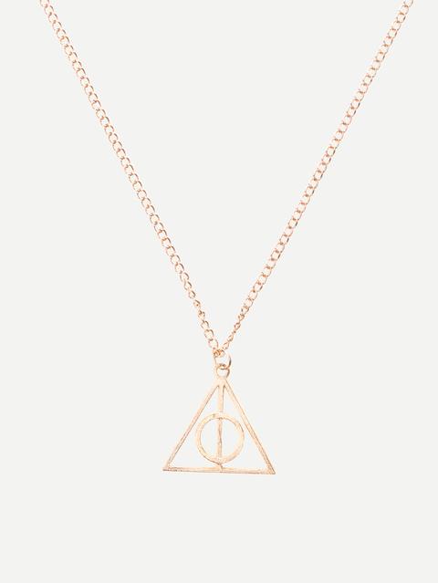 Golden Deathly Hallows Rotary Pendant Necklace