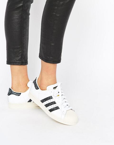 Zapatillas De Deporte Unisex Con Estampado De Serpiente Blanco Y Negro Superstar De Adidas Originals