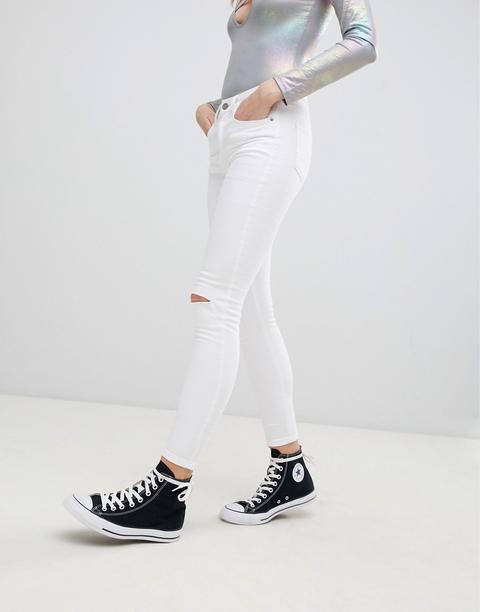 Glamorous - Jeans Skinny Con Strappi Alle Ginocchia - Bianco