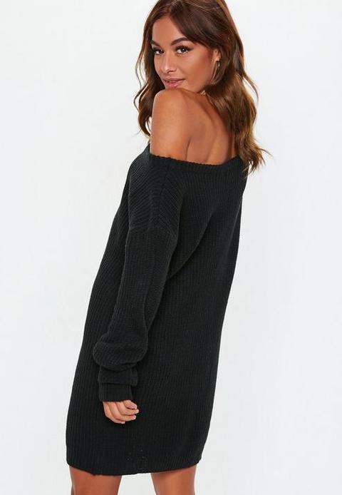 black off the shoulder jumper dress