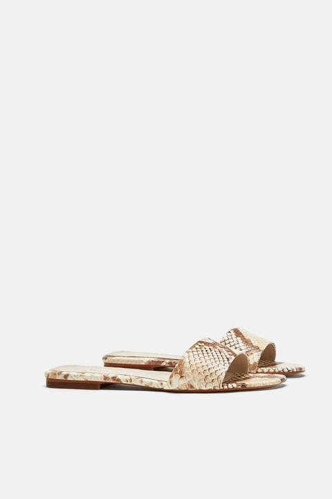 Snakeskin Print Leather Slides