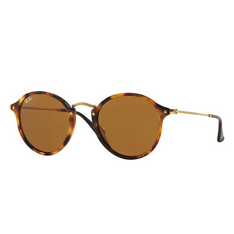 Ray Ban Round Fleck Unisex Sunglasses Lenti: Marrone, Montatura: Oro - Rb2447 1160 49-21