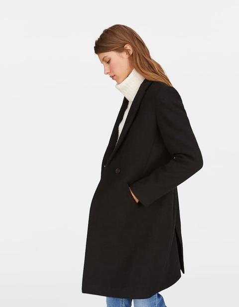 Cappotto Basic In Lana Nero