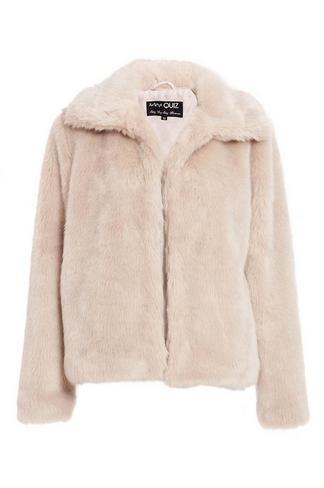 Stone Short Faux Fur Collar Jacket