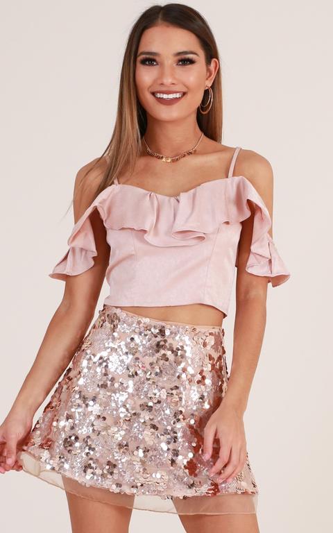 Golden Rush Skirt In Gold Sequin