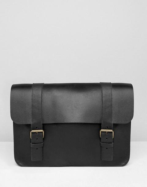 Satchel De Cuero Negro Hecho En Inglaterra De Asos