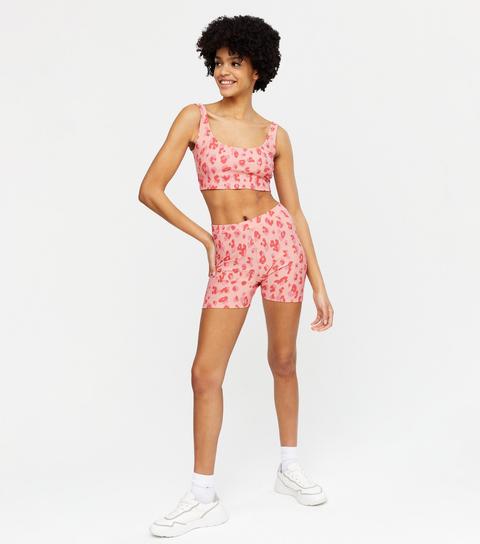 Wednesday's Girl Pink Leopard Print Crop Vest And Shorts Set New Look