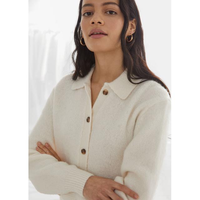 wool blend tortoise button cardigan