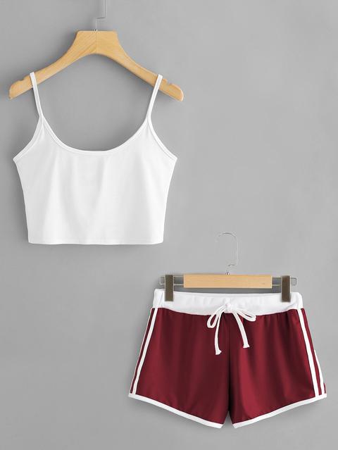 Top Cami Con Shorts A Contrasto
