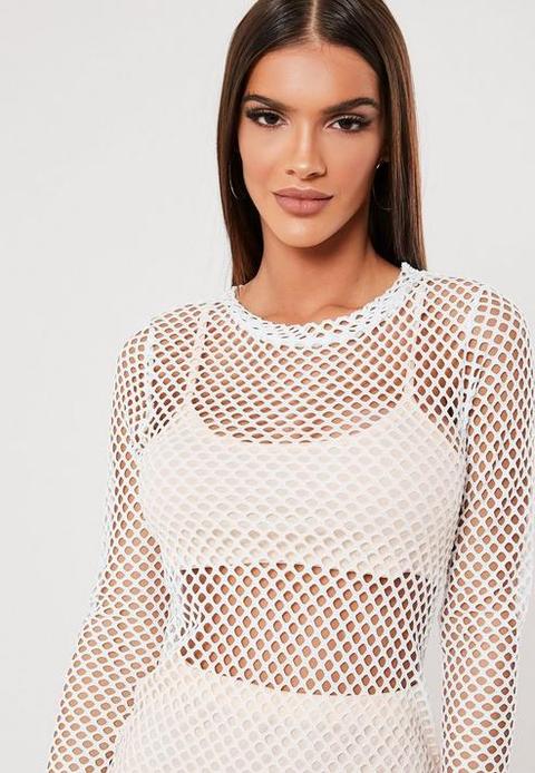 white fishnet dress