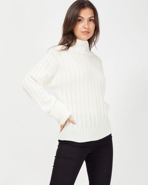 Karlie Turtle Neck Knitted Jumper In Cream