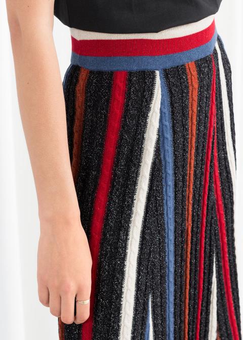 Glitter Stripe Midi Skirt