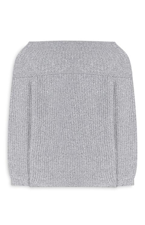 Jersey De Punto Gris Con Escote Barco