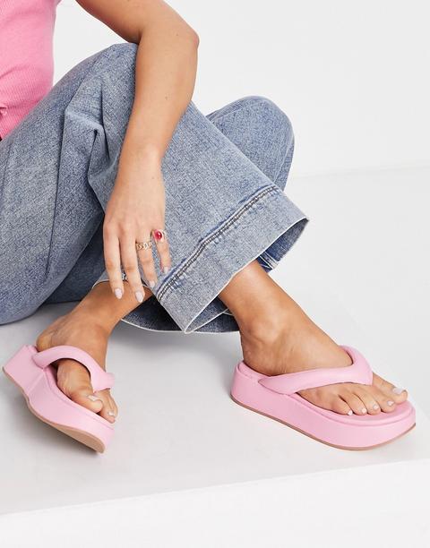 Asos Design Ferris Chunky Toe Thong Sandals In Pink