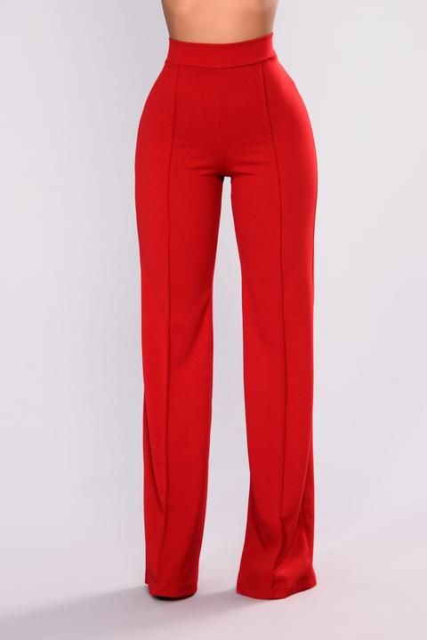 Victoria High Waisted Dress Pants - Ruby