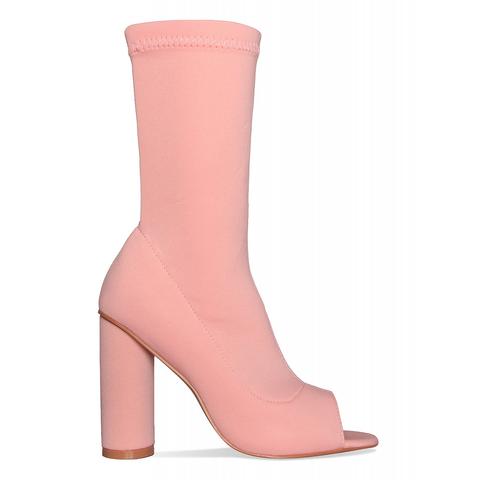 Alma Pink Neoprene Peep Toe Ankle Boots