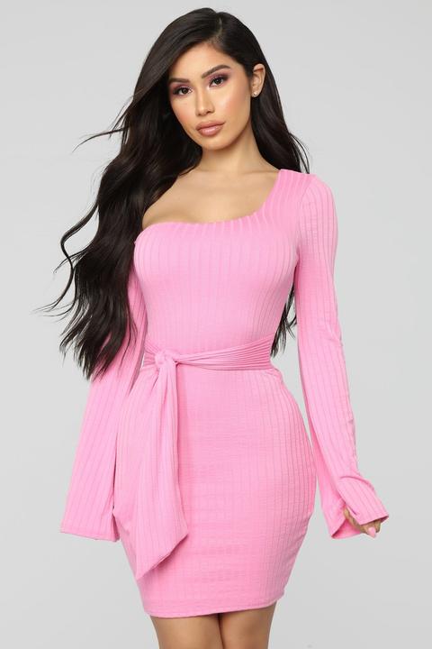 Pack Me Up Ribbed Mini Dress - Pink