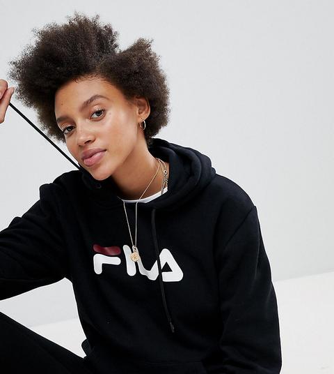 Fila - Felpa Boyfriend Oversize Con Cappuccio E Logo Sul Davanti - Nero