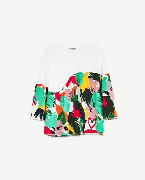 Camiseta Combinada Estampado