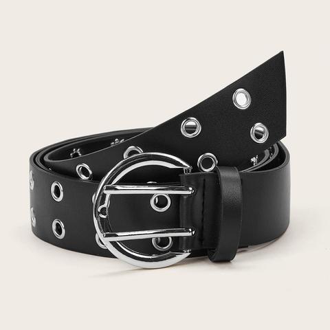 Eyelet Decor Metal Buckle Belt