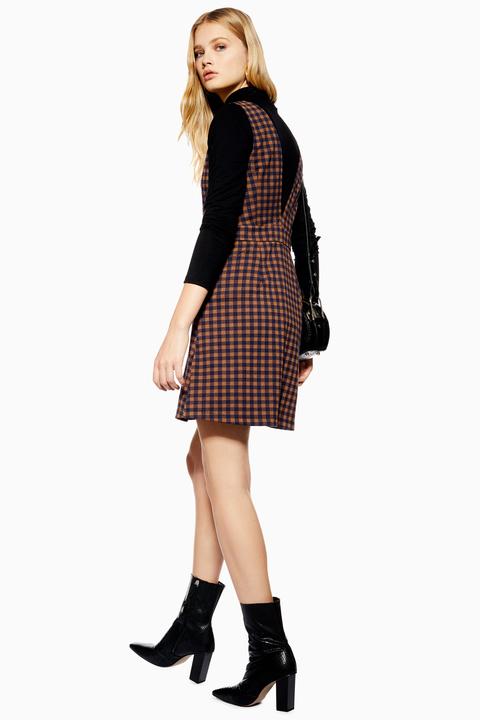 topshop checked pinafore dress