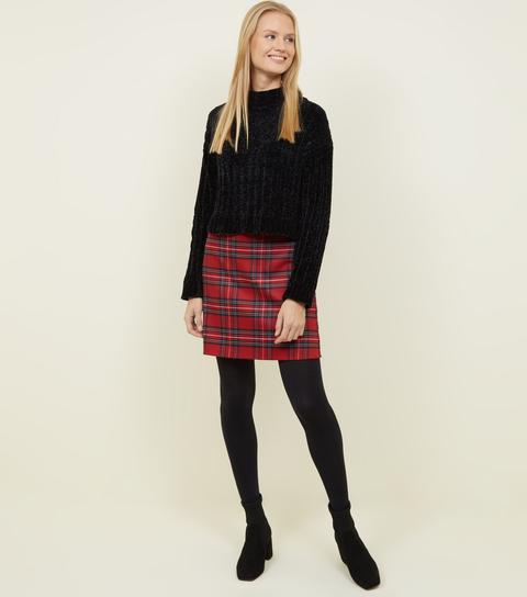 Red Tartan Check A-line Mini Skirt New 