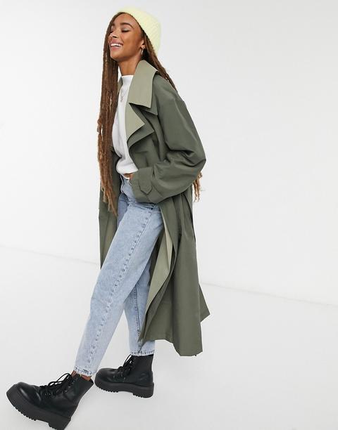 Gabardina De Doble Capa En Verde De Asos Design